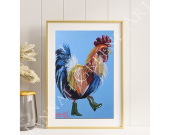 FINE-ART PRINT "Chicken Tenders" Western Cowboy Huhn Gemälde
