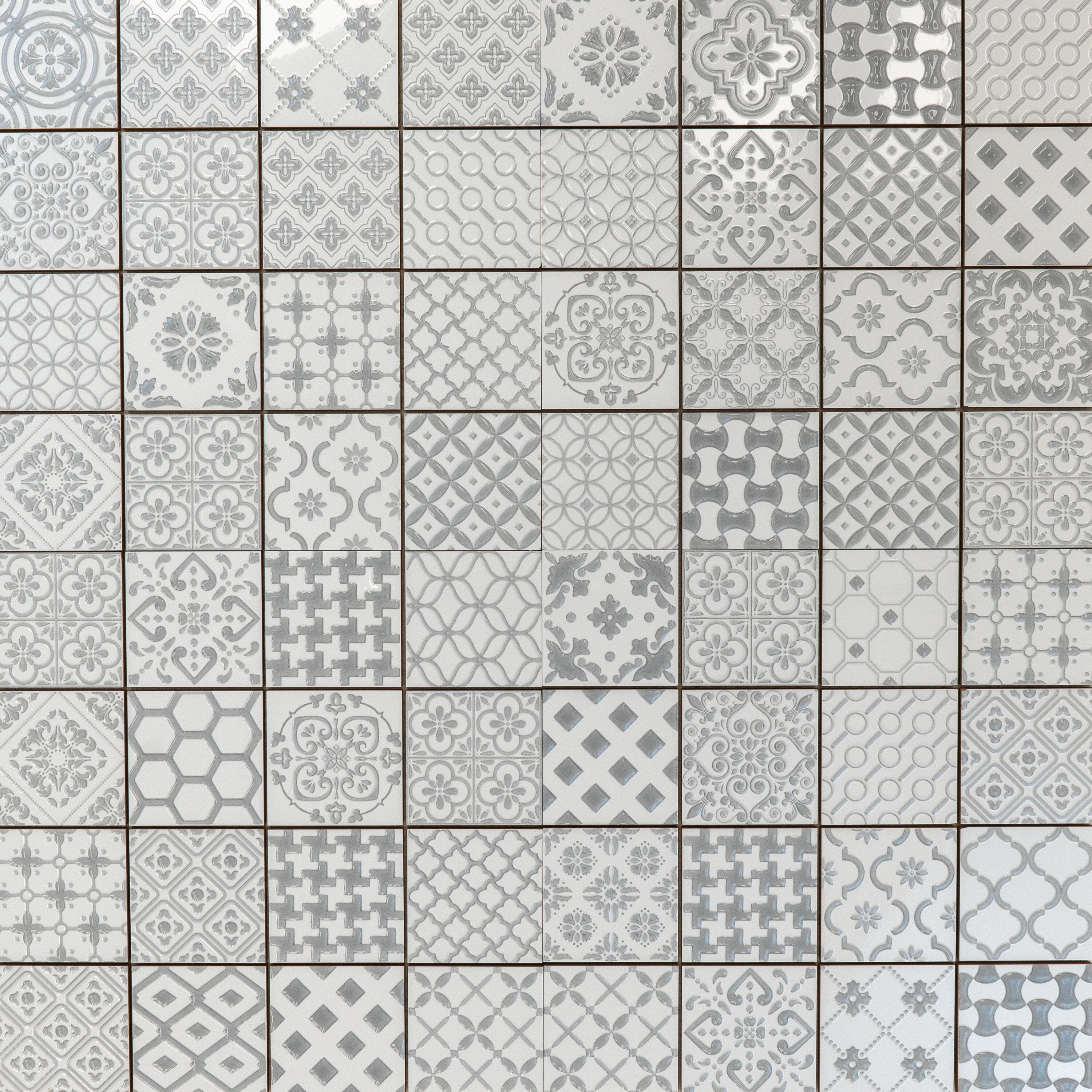 3x3 Elegance Gray Porcelain Mosaic Tile Backsplash Kitchen Etsy UK