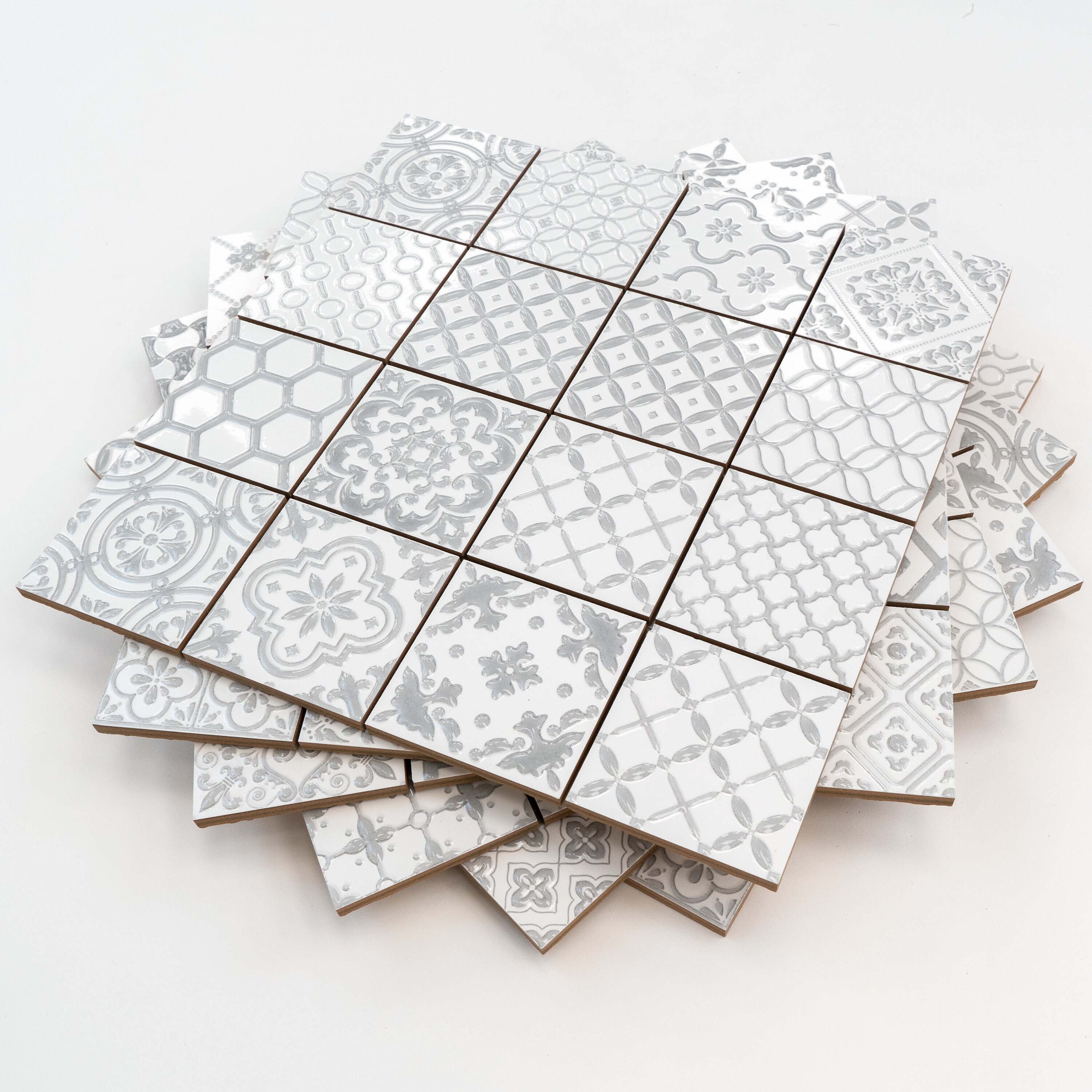 3x3 Elegance Gray Porcelain Mosaic Tile Backsplash Kitchen Etsy UK