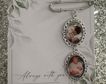 Personalised Memorial Photo Kilt Pin Charms – Custom Memory Ornament – Loved One Remembrance Keepsake Gift – Groom Brooch – Bridal Bouquet