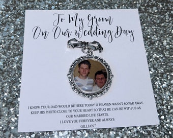 Personalised Memorial Double Sided Photo Bow Charm/Gift For Groom/Him/Heaven/Bride/Wedding Gift/Memory/Remembrance/Loved One/Walk with me