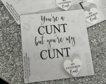 Funny Adult Keepsake Wallet Token/My Favourite Cunt/You're A Cunt/Swearing Gift/Adult Humour Gift/Profanity/Bad Language/Obscenity/Hug Token