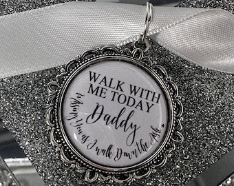 Walk With Me Today & Always Dad/Mum/Bridal Bouquet Charm/Wedding/Bride/Heaven/Flower Charm/Personalised/Memorial/Memory/Photo Wedding Charm