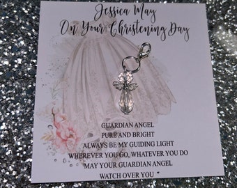 Christening Day Keepsake Gift/Guardian Angel Charm/Baptism Gift/Goddaughter/Godson/Baby/Godparent/Angel Wings/Guardian Angel Keychain/Child