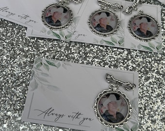 Funeral Favours Always With You Personalised Custom Memorial Photo Bow Lapel Pin Charm/Heaven/Wedding/Memory