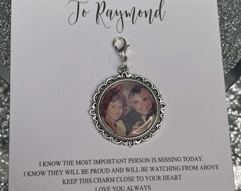 Personalised Memorial Photo Charm/Gift For Groom/For him/Heaven/Bride/Wedding Gift/Memory/Remembrance/Loved One/Walking You Down The Aisle