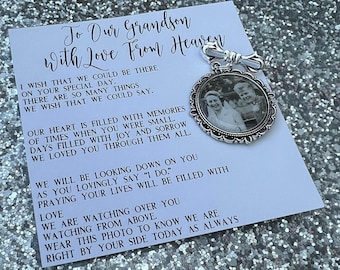 Personalised Memorial Photo Charm Bow Pin/Gift For Groom/Grandson granddaughter /Wedding Gift/Memory/Remembrance/Loved One/heaven/memories