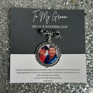Personalised Memorial Photo Bow Charm Pin/Gift For Groom/Him/Heaven/Bride/Wedding Gift/Memory/Remembrance/Loved One/Walking Down The Aisle