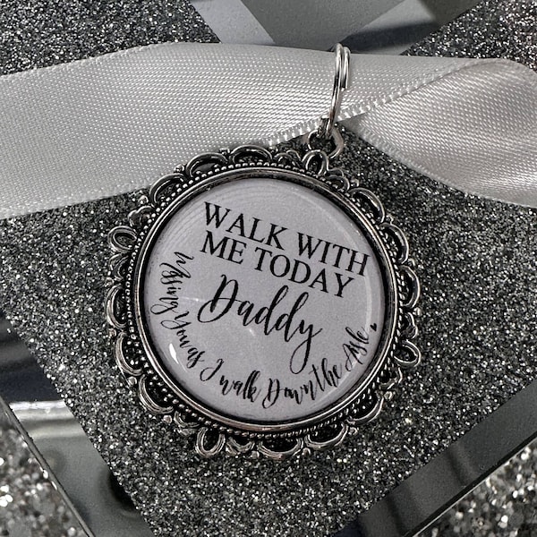 Walk With Me Today & Always Dad/Mum/Bridal Bouquet Charm/Wedding/Bride/Heaven/Flower Charm/Personalised/Memorial/Memory/Photo Wedding Charm