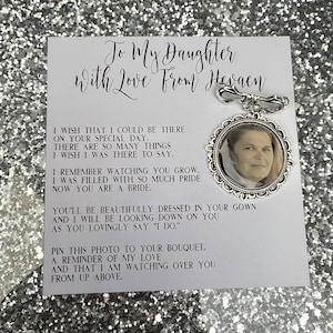 Encanto fotográfico conmemorativo personalizado / Regalo de la hija / Para ella / Cielo / Novia / Regalo de boda / Recuerdo / Recuerdo / Ser querido / Caminándote por el pasillo