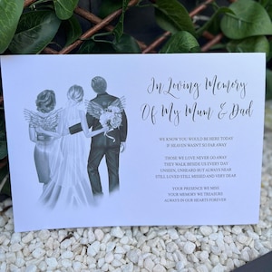 Carte de lin imprimée A4 / en mémoire d’amour / maman / maman / papa / mariage / mariée / marié / père de / mère de / souvenir / ceux que nous aimons / ciel