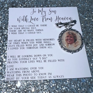 Personalised Memorial Photo Bow Charm/Gift For Groom/Son/For him/Heaven/Wedding Gift/Memory/Remembrance/Loved One/Walking You Down The Aisle