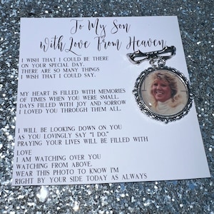 Personalised Memorial Photo Bow Charm/Gift For Groom/Son/For him/Heaven/Wedding Gift/Memory/Remembrance/Loved One/Walking You Down The Aisle