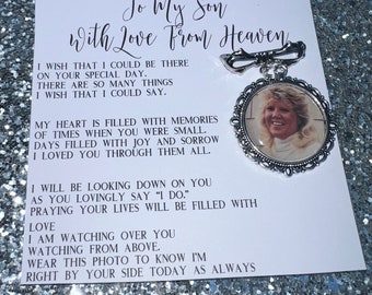 Personalised Memorial Photo Bow Charm/Gift For Groom/Son/For him/Heaven/Wedding Gift/Memory/Remembrance/Loved One/Walking You Down The Aisle