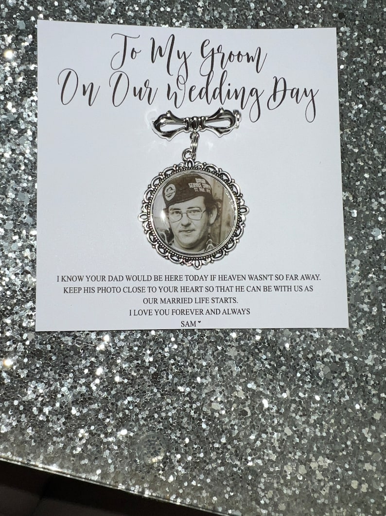 Personalised Memorial Photo Bow Charm/Gift For Groom/Him/Heaven/Bride/Wedding Gift/Memory/Remembrance/Loved One/Walking You Down The Aisle image 3