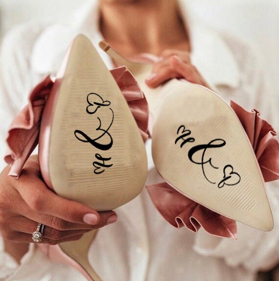 Bricolaje de boda Zapatos de novia personalizados Suela Pegatinas de vinilo  Transferencias Personalizado Calcomanía Abajo El pasillo