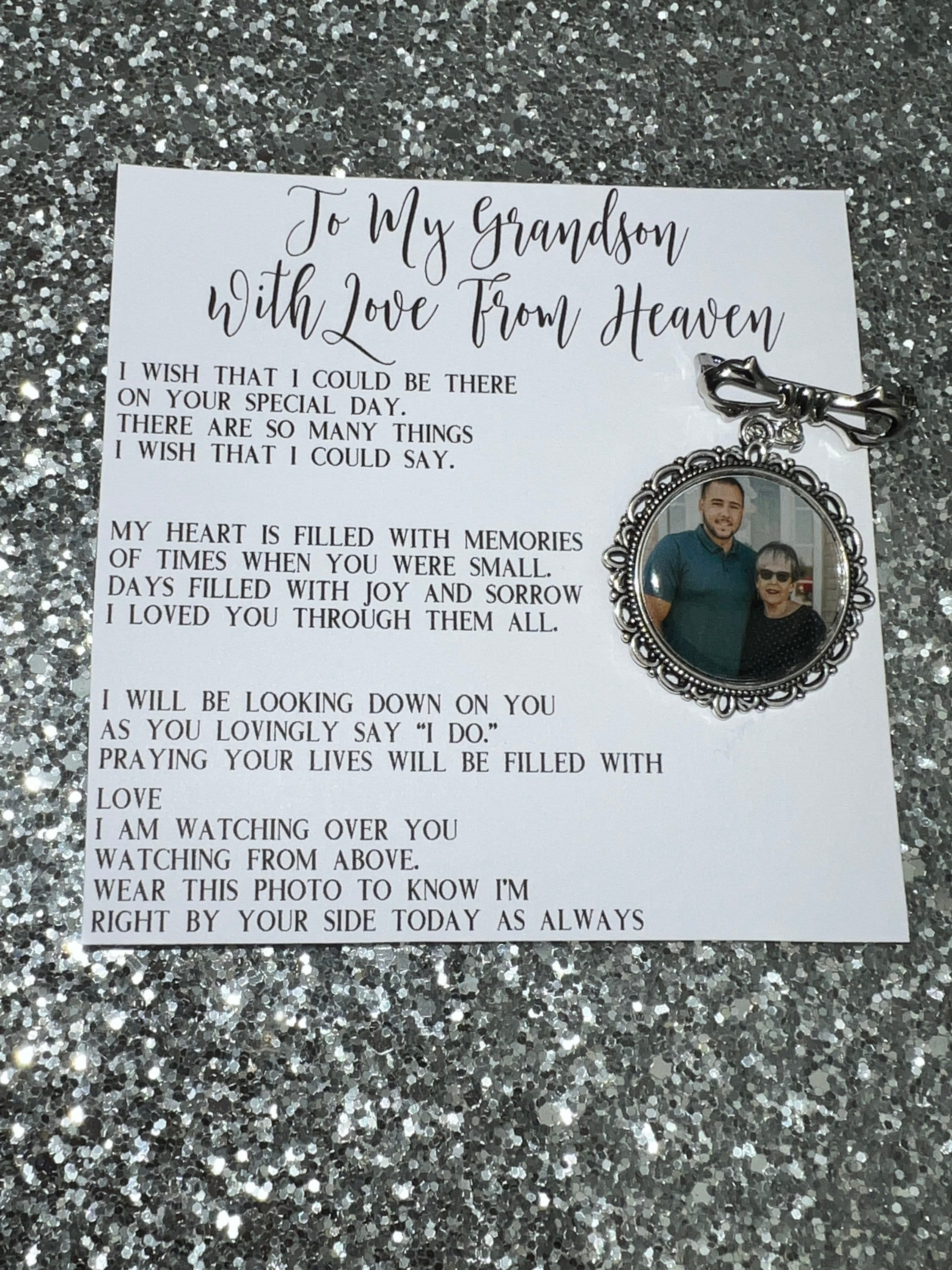 Personalised Memorial Photo Charm Bow Pin/Gift For Groom/Grandson granddaughter /Wedding Gift/Memory/Remembrance/Loved One/heaven/memories