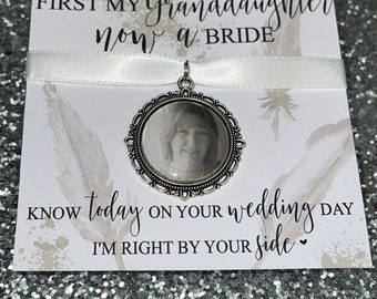 Personalised Memorial Photo bouquet memory Charm/Gift For Bride daughter granddaughter /Heaven/Wedding Gift/Memory/Remembrance/Loved One