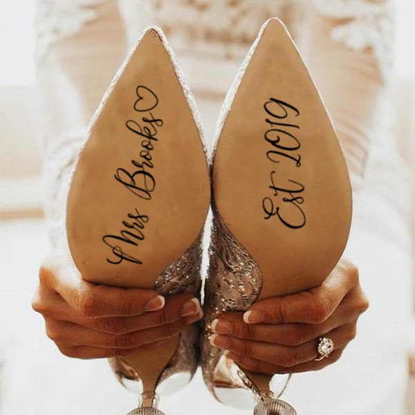 Wedding DIY Personalised Bride Shoes Sole Vinyl Stickers/Transfers/Personalised/Decals/Down The Aisle/Wedding Decorations/Decor/I Do/Groom