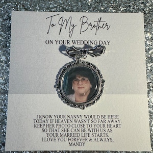 Personalised Photo Memorial Wedding Charm/Photo Pin Brooch/Bride/Heaven/Flower Charm/Memory/Father Wedding Gift/To My Brother