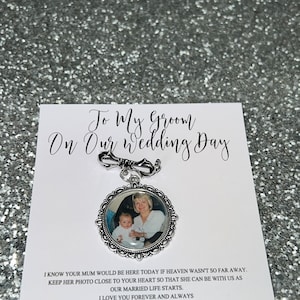 Personalised Memorial Photo Bow Charm/Gift For Groom/Him/Heaven/Bride/Wedding Gift/Memory/Remembrance/Loved One/Walking You Down The Aisle image 2