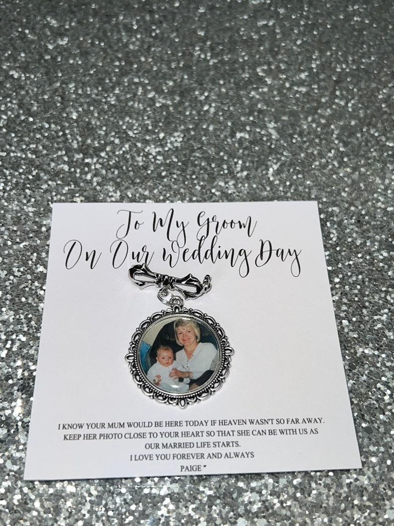 Personalised Memorial Photo Bow Charm/Gift For Groom/Him/Heaven/Bride/Wedding Gift/Memory/Remembrance/Loved One/Walking You Down The Aisle image 2