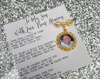 Personalised Memorial Photo Bow Charm/Gift For Groom/Son/For him/Heaven/Wedding Gift/Memory/Remembrance/Loved One/Walking You Down The Aisle