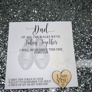 Regalo per il padre della sposa, ricordo sentimentale per papà il giorno del matrimonio, gettone tascabile / inserto portafoglio, matrimonio inciso