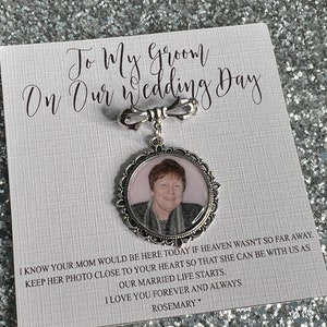 Personalised Memorial Photo Bow Charm Pin/Gift For Groom/Him/Heaven/Bride/Wedding Gift/Memory/Remembrance/Loved One/Walking Down The Aisle image 4