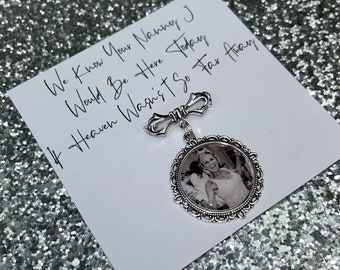 Personalised Memorial Photo Kilt Pin Charm/Gift For Groom Bride/Lobster Clip/Heaven/Wedding/Memory/Remembrance/Loved One/Heaven Wasnt So Far