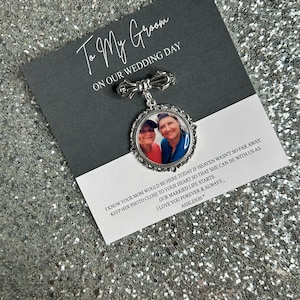 Personalised Memorial Photo Bow Charm Pin/Gift For Groom/Him/Heaven/Bride/Wedding Gift/Memory/Remembrance/Loved One/Walking Down The Aisle image 3