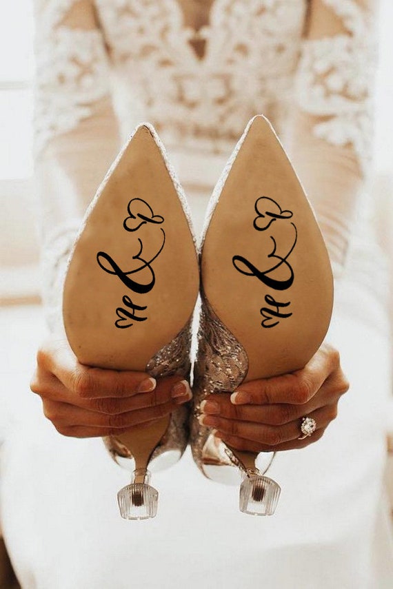Bricolaje de boda Zapatos de novia personalizados Suela Pegatinas de vinilo  Transferencias Personalizado Calcomanía Abajo El pasillo