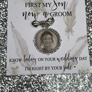 Personalised Memorial Photo Pin memory pin Charm/Gift For Groom/Son/For him/Heaven/Wedding Gift/Memory/Remembrance/Loved One