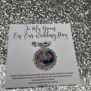 Personalised Memorial Photo Bow Charm Pin/Gift For Groom/Him/Heaven/Bride/Wedding Gift/Memory/Remembrance/Loved One/Walking Down The Aisle image 8