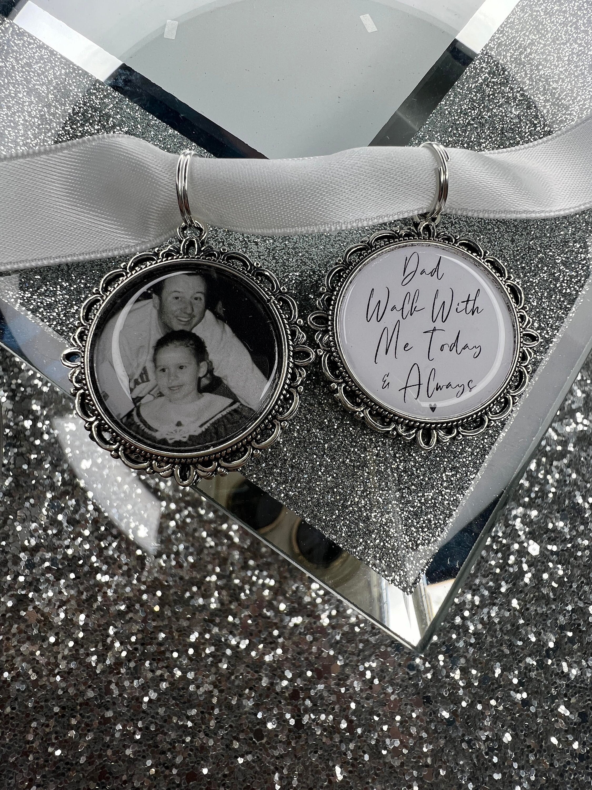 Harper Olivia Silver Bouquet Memorial Charm - Bridal Keepsake For Remembering Loved Ones, Grandpa Charm
