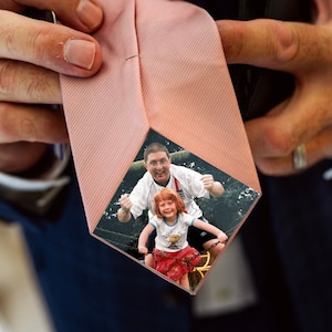 Personalised Photo Tie Label/Dad/Suit Label/Tie Patch/Tie patch/Father of the Bride Groom Gift/Thank You Label/Iron On/Wedding Tie Insert