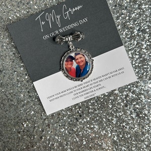 Personalised Memorial Photo Bow Charm Pin/Gift For Groom/Him/Heaven/Bride/Wedding Gift/Memory/Remembrance/Loved One/Walking Down The Aisle image 2