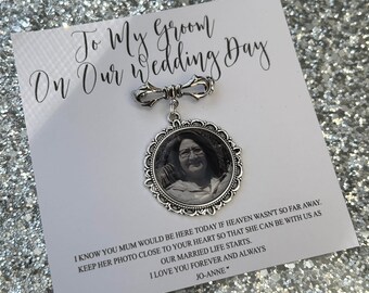 Personalised Memorial Double Sided Photo Bow Charm/Gift For Groom/Him/Heaven/Bride/Wedding Gift/Memory/Remembrance/Loved One/Walk with me