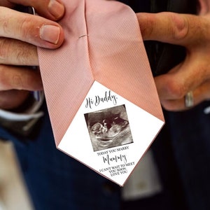 Étiquette photo personnalisée pour cravate avec hâte de vous rencontrer/papa/révélation de grossesse/papa futur papa/mariage/cadeau/cadeau pour baby shower/cadre à ultrasons