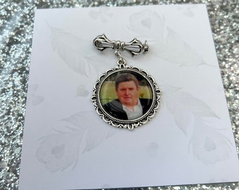 Memorial Photo Lapel Bow Pin/You Are Missed/Forget Me Not/In Memory/Funeral Favours/Funeral Keepsake/Sorry For Your Loss/Wedding/RIP/Soul