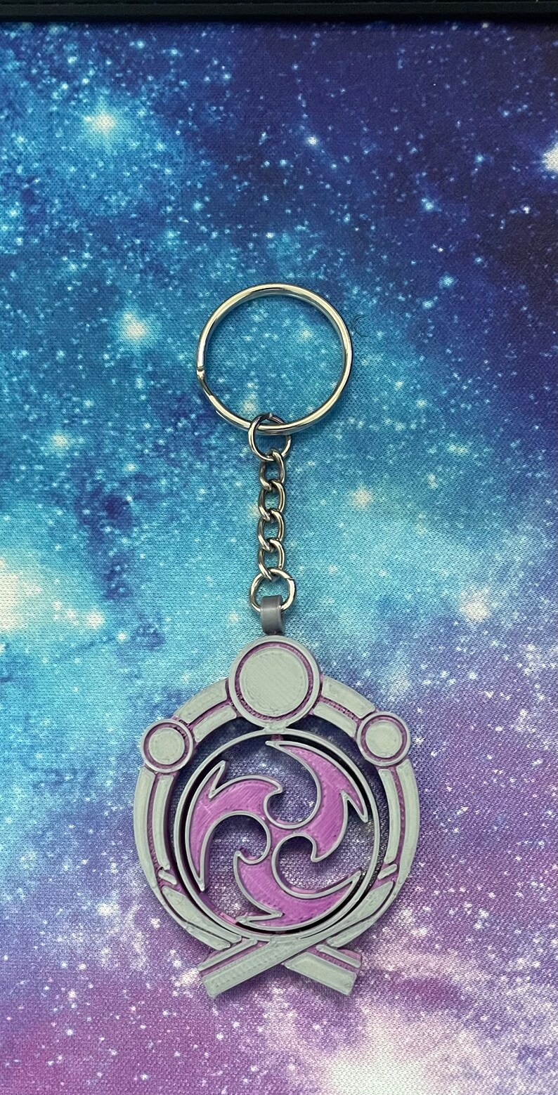 Genshin Impact Vision Spinning Keychain Silver Inazuma Edition 7