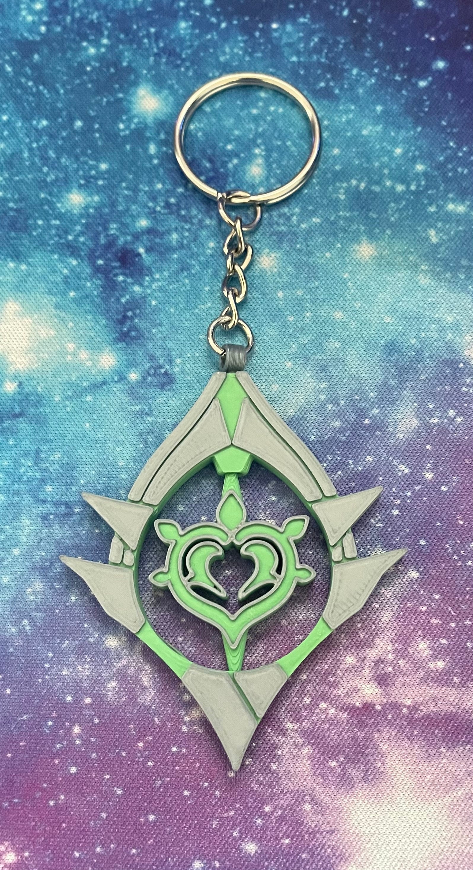 Genshin Impact Vision Spinning Keychain Silver Snezhnaya Etsy