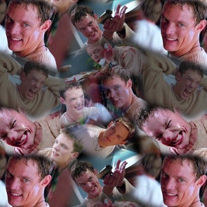 May include: A collage of images featuring a young man with a variety of expressions, including smiling, laughing, and grimacing. The images are arranged in a grid pattern, and the man's face is the focal point of each image.