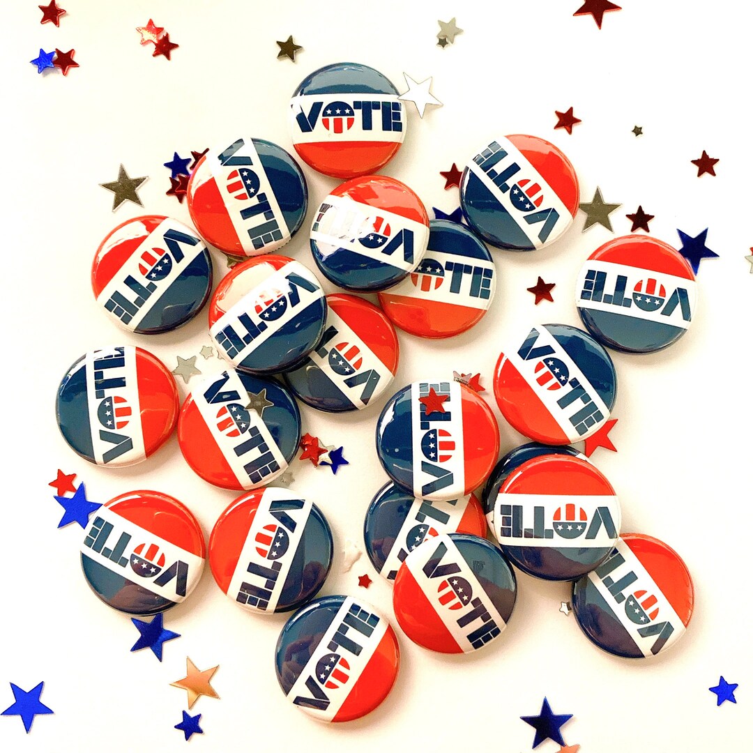 Voting Pin Design Vote Pinback Buttons USA Patriot Pins Red White Blue Vote Pins Election ...