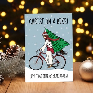 Funny Christmas Card: Christ on a Bike - A5 December Greeting