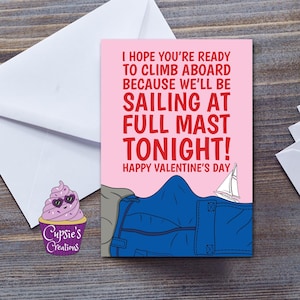 Tarjeta de San Valentín grosera para ella, esposa, novia, pareja - Juego de palabras sobre navegación - Humor inapropiado - Tarjeta divertida y atrevida para una mujer