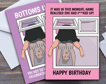 Funny Birthday Card, Viral Video Of Woman Falling Through Window, Card For Her, Greeting Card For Friend, Large A5 Card