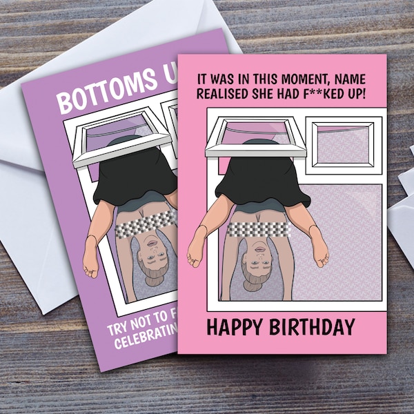 Funny Birthday Card, Viral Video Of Woman Falling Through Window, Card For Her, Greeting Card For Friend, Large A5 Card