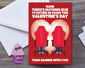 Valentinstag Gaming Paar Karte, Happy Valentinstag Karte für Videospieler Paar, personalisierter Name für Freund oder Freundin