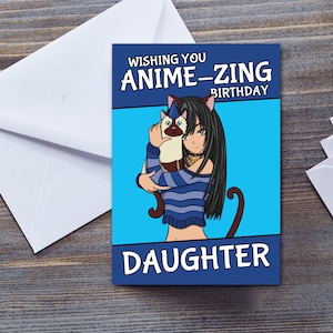 Carte d'anniversaire fille, Jolie fille animée | fille Anime-Zing | carte pour fille | carte postale pour elle | Art japonais du manga et de l'anime